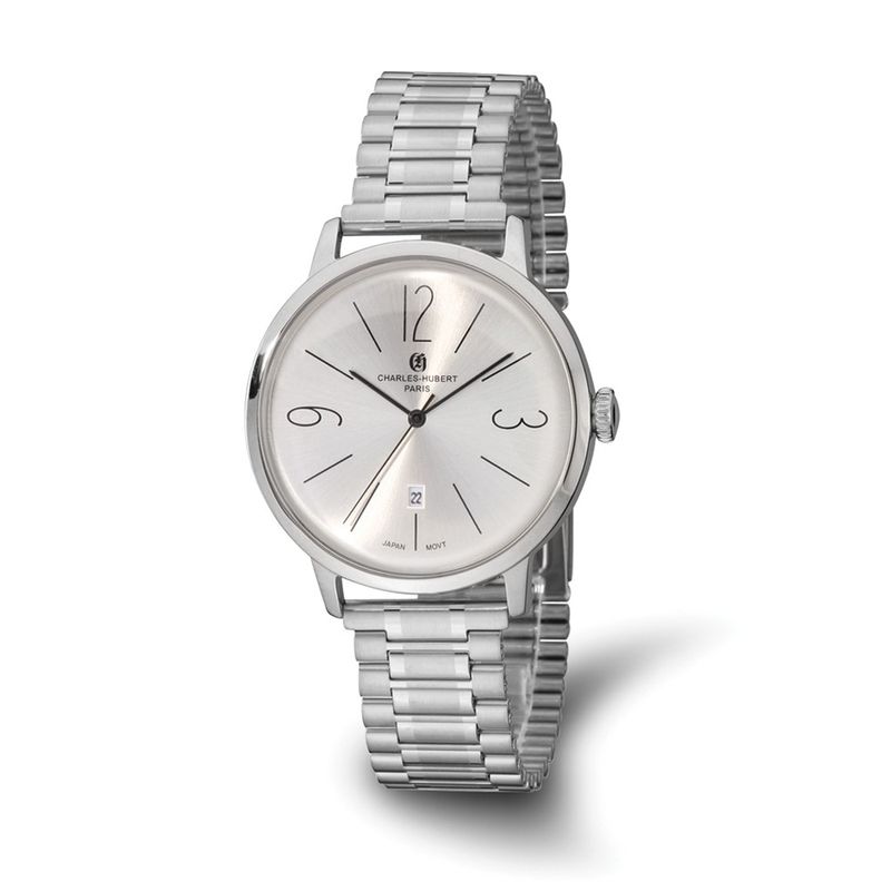 Charles Hubert Mens Stainless Steel Silver Dial 42mm Watch
